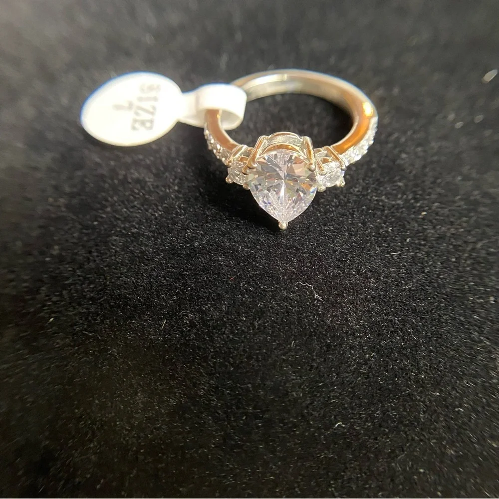 🆕 CZ center stainless steel ring with CZ accents